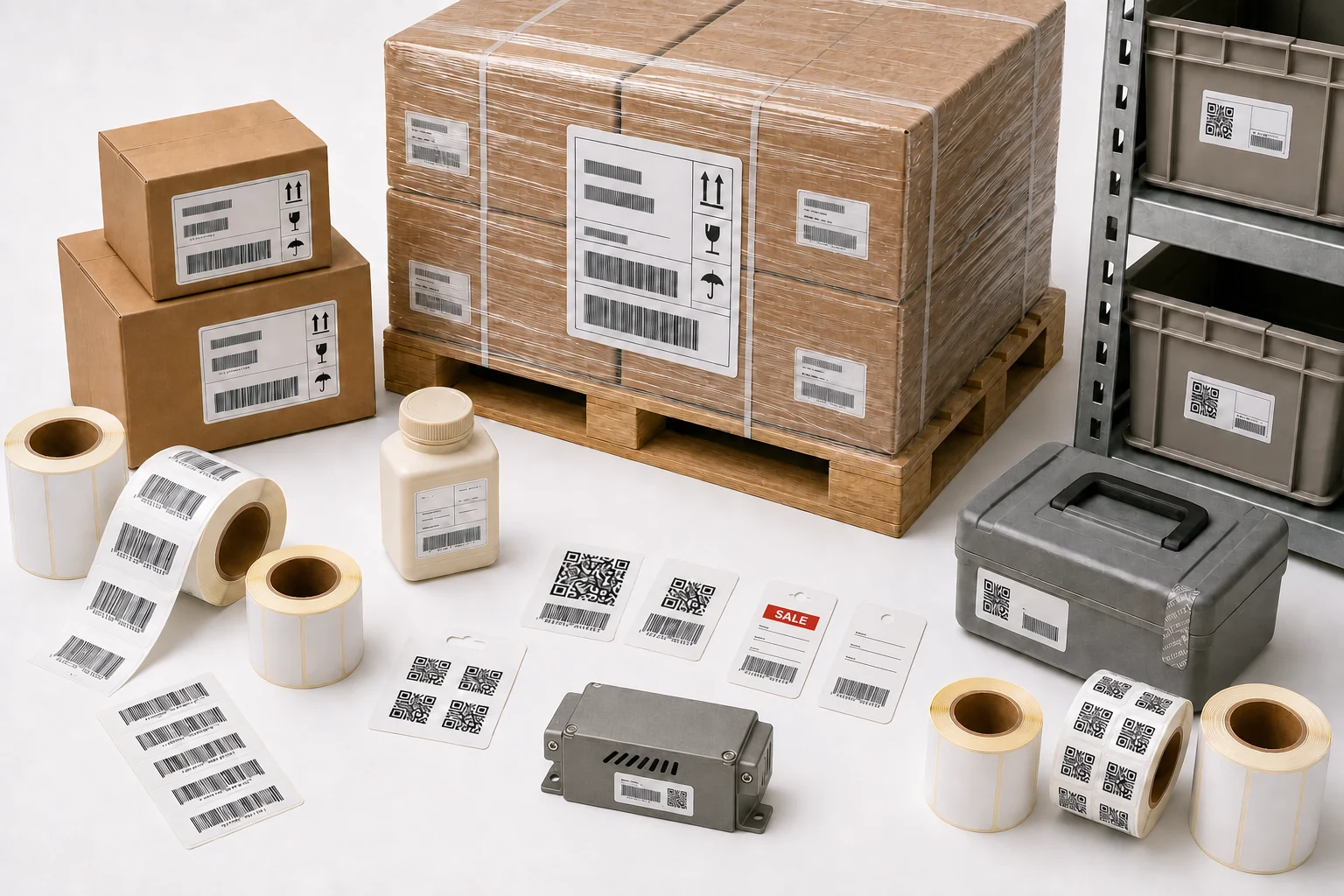 Thermal printing portfolio of barcode, QR, carton, pallet and shipping labels